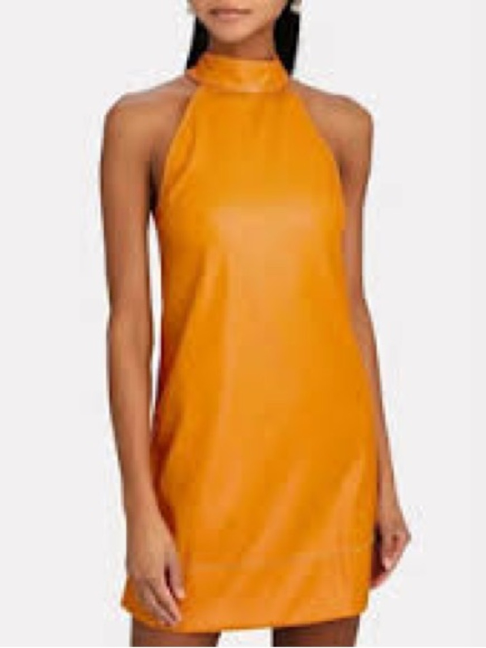 STAUD Sleeveless Halter Shift Dress in Honey/Orange - Size 4